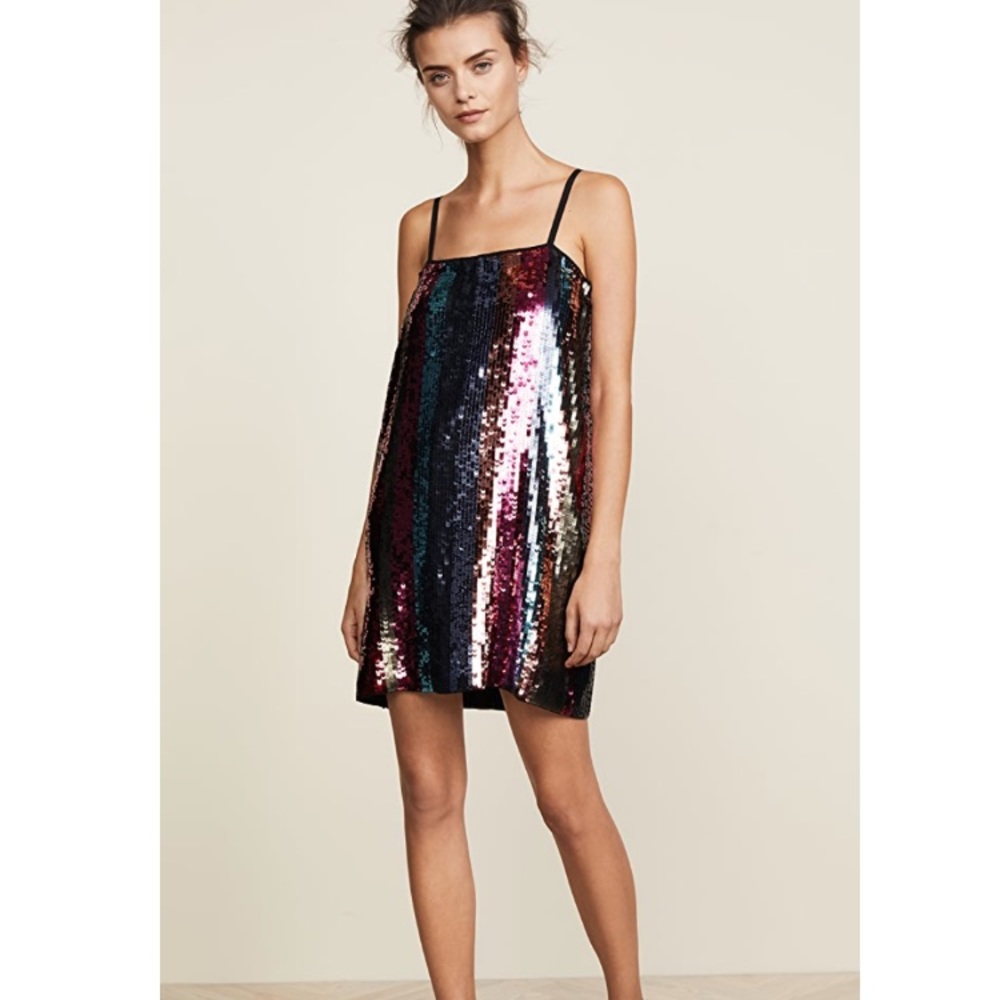 NWT Tanya Taylor Multicolor Sequin Stripe Mini Dress